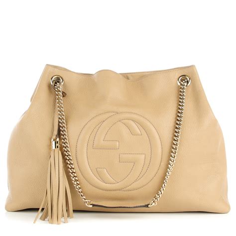 gucci nude bag|GUCCI Pebbled Calfskin Large Soho Chain Shoulder Bag Nude .